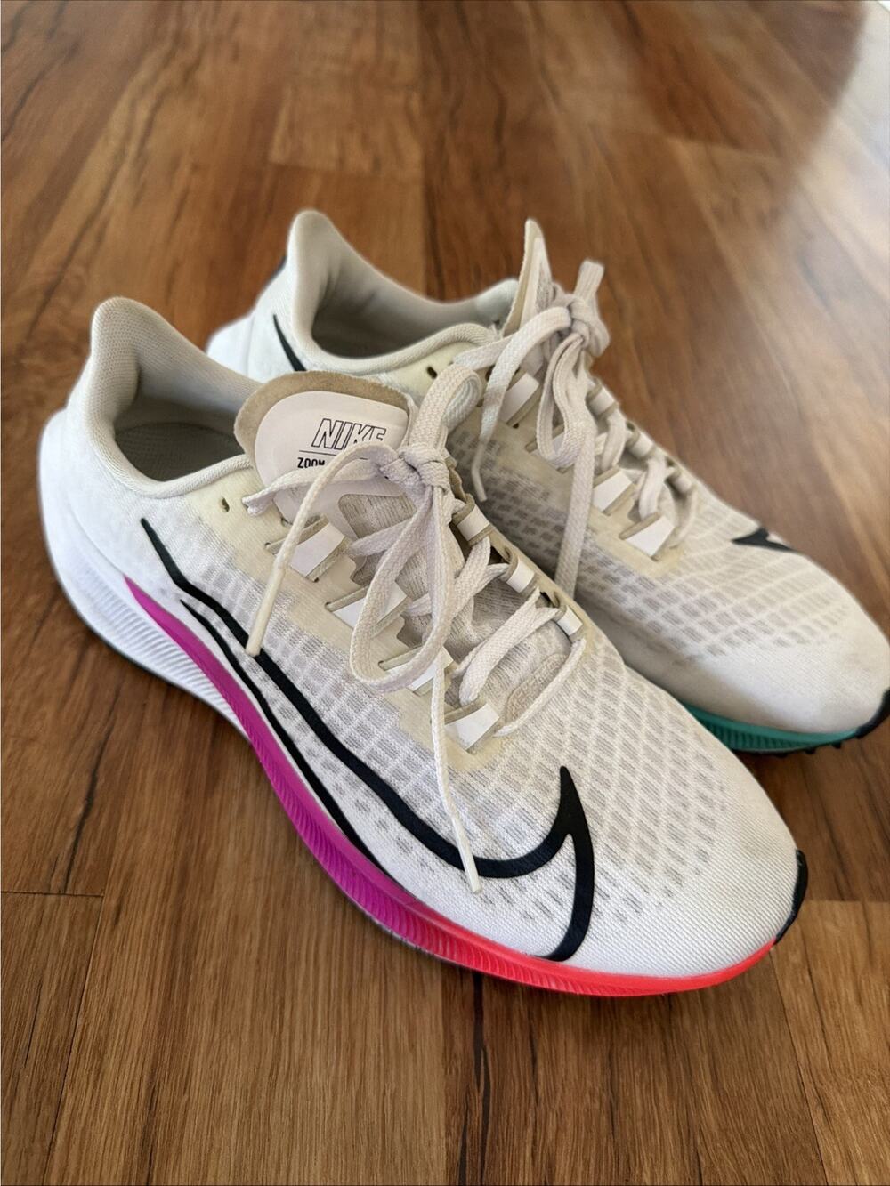 Size 7.5 Women- Nike Air Zoom Pegasus 37 White Multi. BQ9646-103 Running Shoes